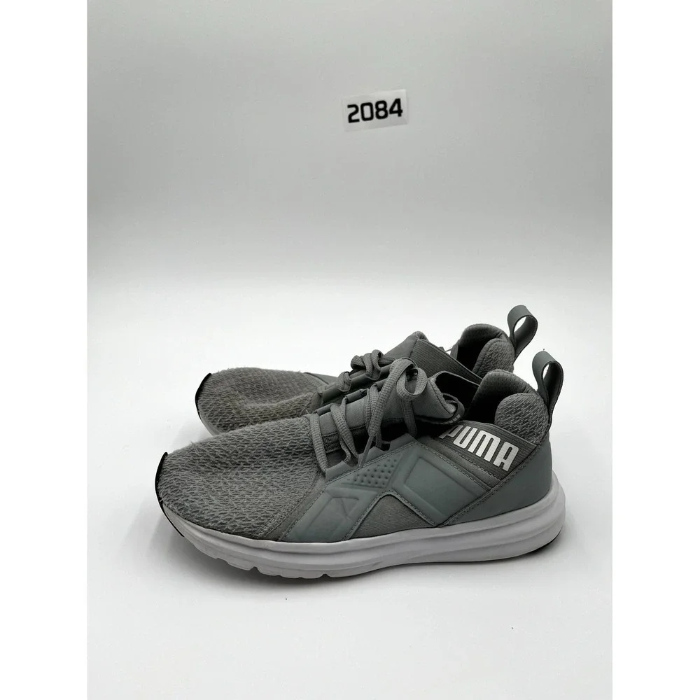Puma Enzo Mens 6.5‎ C Running Shoes Gray White Knit Low Top Athletic Sneaker